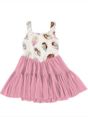 Woman’s Pink Princess Print Tiered Dress athletic